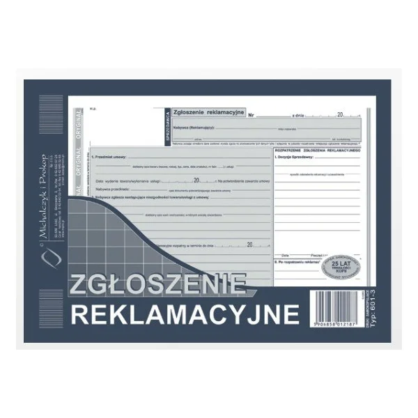DRUK ZGŁOSZENIE REKLAMACYJNE TYP 601-3