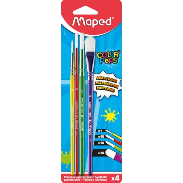 PĘDZLE SYNTETYCZNE COLOR PEPS 4 SZT MAPED