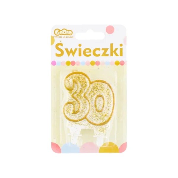 ŚWIECZKA URODZINOWA CYFERKA 30 GODAN ZŁOTY KONTUR