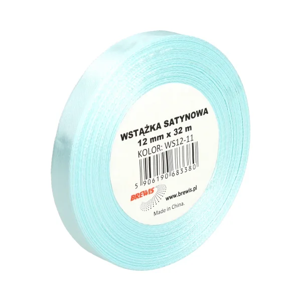 WSTĄŻKA SATYNOWA 12MM X 32M WS12-11 BREWIS BŁĘKITNA