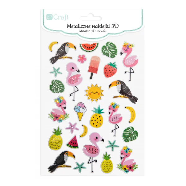 METALICZNE NAKLEJKI 3D - TROPIKI, 29 SZT DP CRAFT