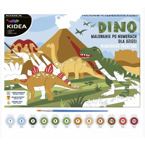 OBRAZ MALOWANIE PO NUMERACH DINOZAURY KIDEA