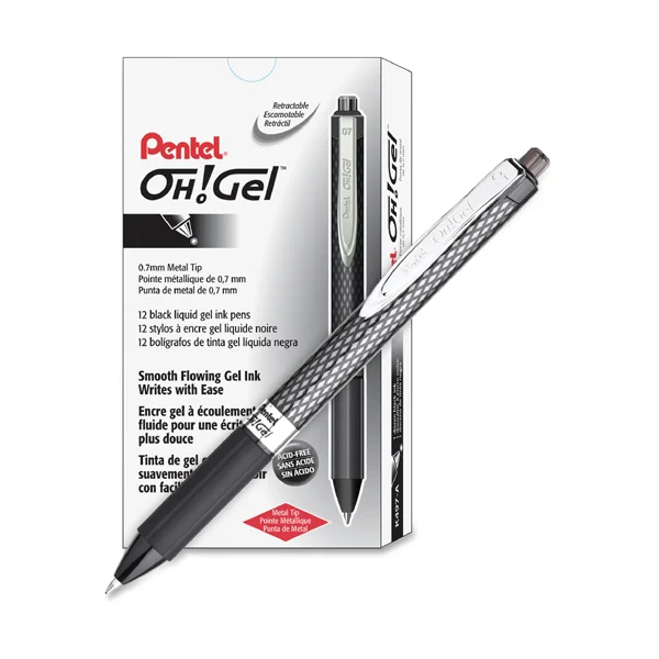 DŁUGOPIS ŻELOWY OH!GEL 0,7MM K497-A PENTEL CZARNY 072512238646