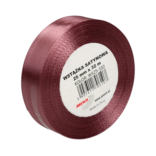 WSTĄŻKA SATYNOWA 25MM X 32M WS25-102 BREWIS BRUDNY RÓŻ