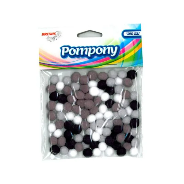POMPONY 10MM BREWIS POM14 ODCIENIE SZAREGO