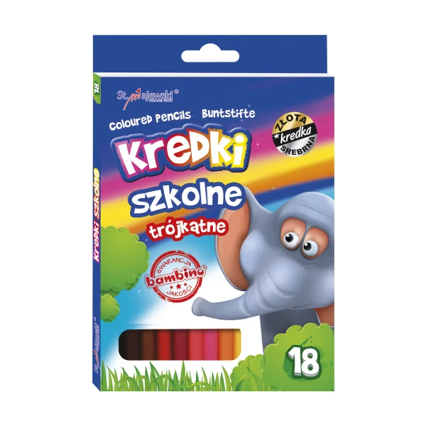 KREDKI SZKOLNE TRÓJKĄTNE 18 KOLORÓW BAMBINO 5903235002670