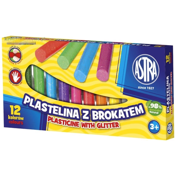PLASTELINA Z BROKATEM 12 KOLORÓW ASTRA 5900263030637