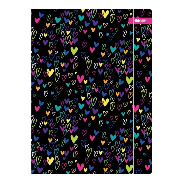 TECZKA Z GUMKĄ MY LOVE CZARNA A4 HAPPY COLOR