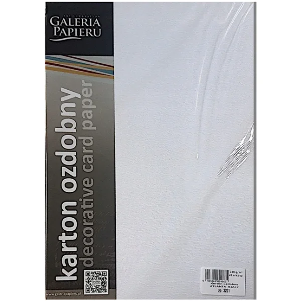 KARTON OZDOBNY ATLANTA BIAŁY 230G 20SZT GALERIA PAPIERU 203201