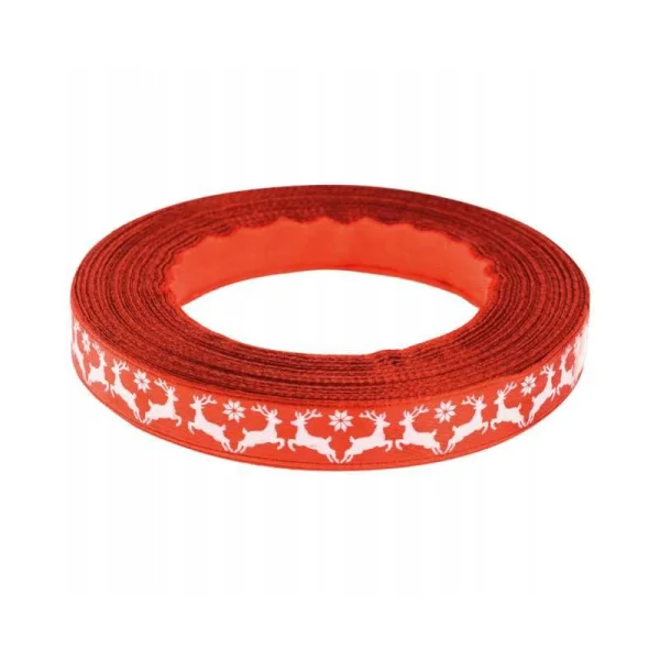 WSTĄŻKA SATYNOWA ŚWIĄTECZNA 12MM X 22M WSX 12-5 BREWIS CZERWONA