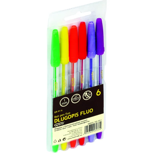 DŁUGOPIS FLUO 6KOL. GR-91 GRAND