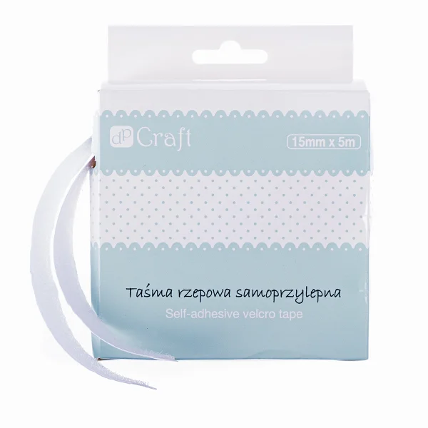 TAŚMA RZEPOWA SAMOPRZYLEPNA BIAŁA 15MM X 5M DPKD-012 DP CRAFT 5903925002119