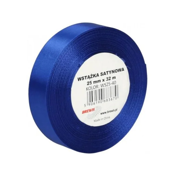 WSTĄŻKA SATYNOWA 25MM X 32M WS25-40 BREWIS GRANATOWA 5906190683670