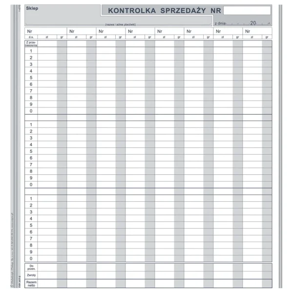 DRUK 417-2 KONTROLKA SPRZEDAŻY