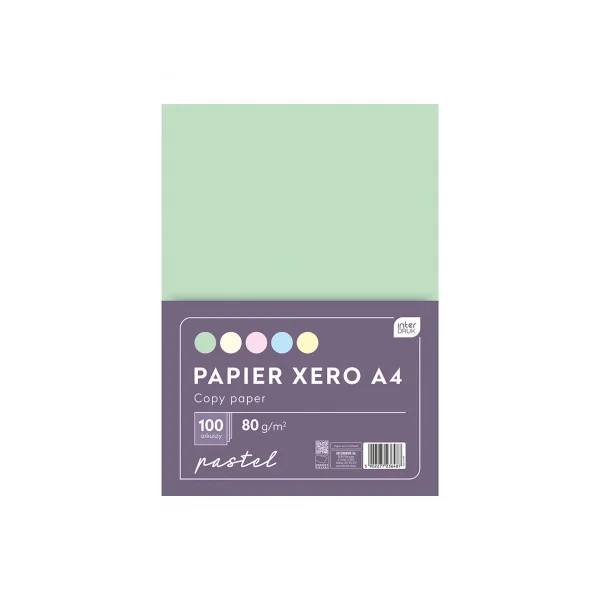 PAPIER XERO PASTELOWE KOLORY INTERDRUK A4 80G 5X20SZT