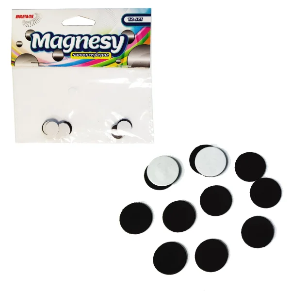 MAGNESY OKRĄGŁE SAMOPRZYLEPNE MS12 12MM 12SZT BREWIS