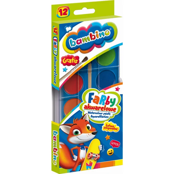 FARBY AKWARELOWE 12 KOL BAMBINO