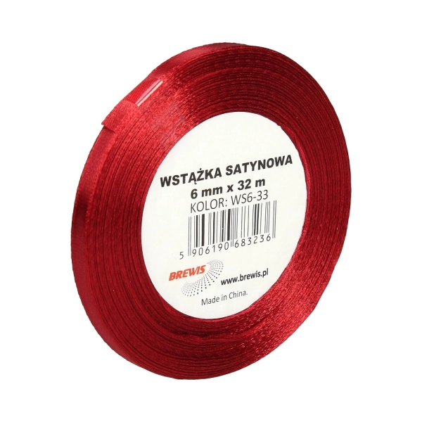 WSTĄŻKA SATYNOWA 6MM X 32M WS6-33 BREWIS BORDOWA