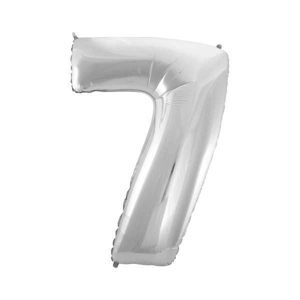 BALON FOLIOWY CYFRA 7 SREBRNA 92 CM GODAN