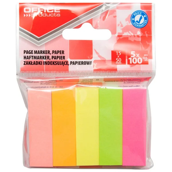 ZAKŁADKI INDEKSUJĄCE 15X50MM 5X100 OFFICE PRODUCTS