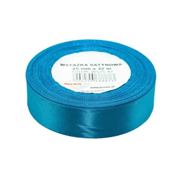 WSTĄŻKA SATYNOWA 25MM X 32M WS25-47 BREWIS NIEBIESKA