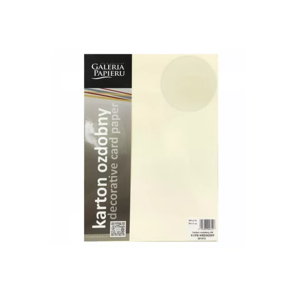 KARTON OZDOBNY RYPS KREMOWY 20SZT 240G GALERIA PAPIERU