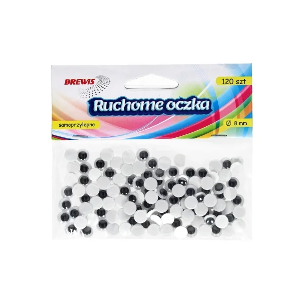 APLIKACJE OCZY SAMOPRZYLEPNE 8MM 120SZT RO2 BREWIS