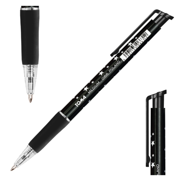 DŁUGOPIS AUTOMATYCZNY GWIAZDKI MEDIUM 1MM TO-066 CZARNY TOMA