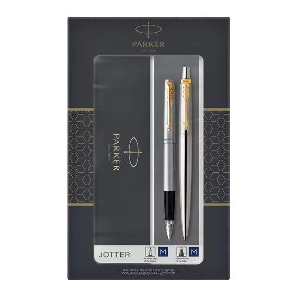 ZESTAW JOTTER STAL GT DŁUGOPIS + PIÓRO PARKER