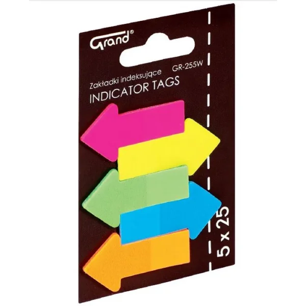 ZAKŁADKI INDEKSUJĄCE STRZAŁKI 45X23MM 25SZT GRAND