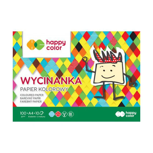 BLOK Z PAPIEREM KOLOROWYM A4 100G WYCINANKA HAPPY COLOR 5905130039508