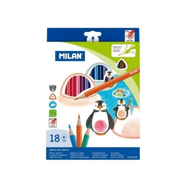 KREDKI 18 KOLORÓW TRÓJKĄTNE MILAN 8411574071952