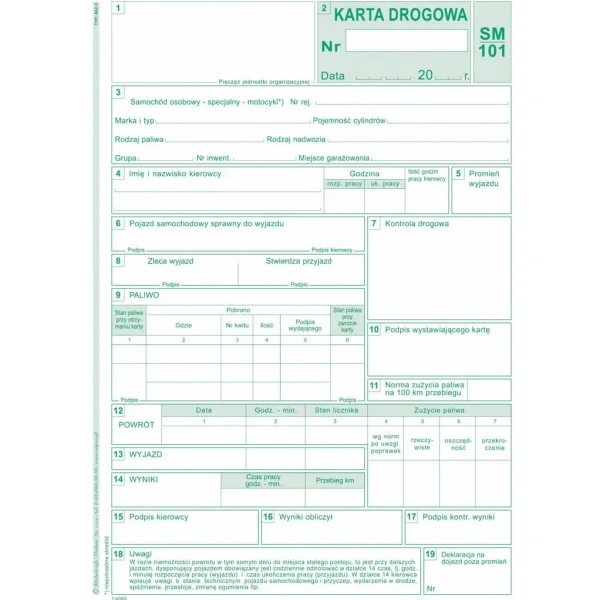 DRUK KARTA DROGOWA SM 101 802-3 5906858001914
