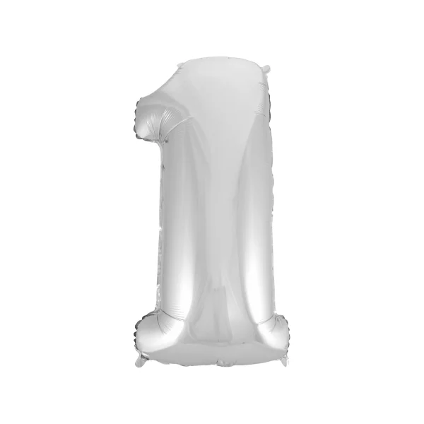 BALON FOLIOWY CYFRA 1 SREBRNA 92 CM GODAN