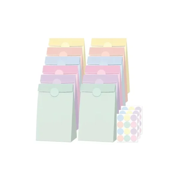TOREBKI PAPIEROWE PASTELOWE Z NAKLEJKAMI 12SZT BAGS-024 DP CRAFT