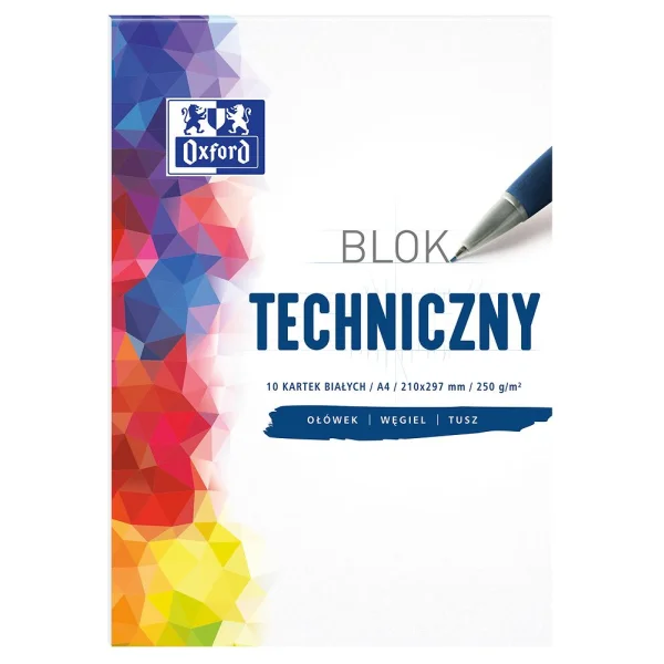 BLOK TECHNICZNY A4/10 BIAŁY 250G OXFORD