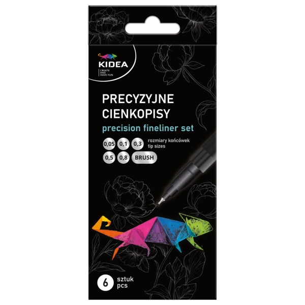 ZESTAW PRECYZYJNYCH CIENKOPISÓW 6SZT KIDEA