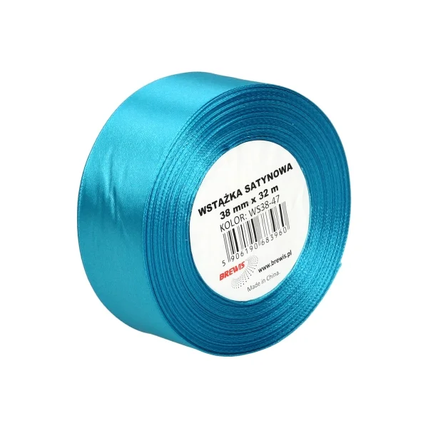 WSTĄŻKA SATYNOWA 38MM X 32M WS38-47 BREWIS TURKUSOWA
