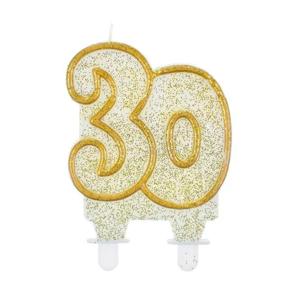 ŚWIECZKA URODZINOWA CYFERKA 30 GODAN ZŁOTY KONTUR