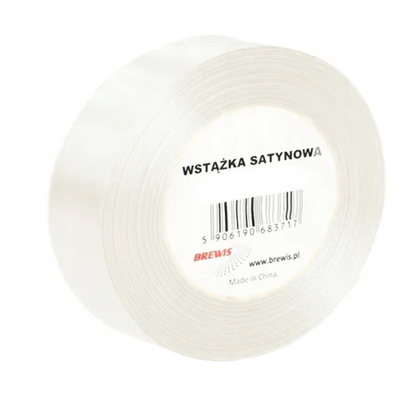 WSTĄŻKA SATYNOWA 38MM X 32M WS38-1 BREWIS BIAŁA