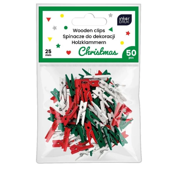 KOLOROWE SPINACZE DO DEKORACJI MINI 50SZT CHRISTMAS INTERDRUK