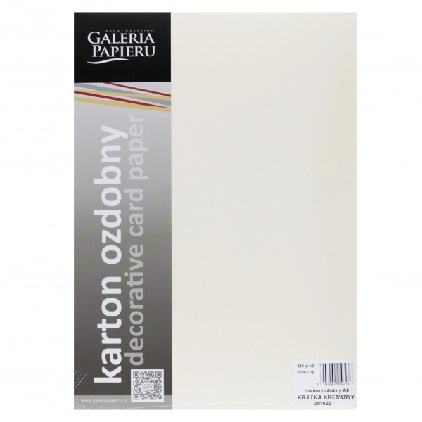 KARTON OZDOBNY KRATKA KREMOWY 20 SZTUK 240G GALERIA PAPIERU