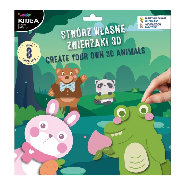 STWÓRZ WŁASNE ZWIERZAKI 3D 8 WZORÓW KIDEA