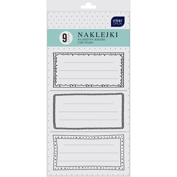 NAKLEJKI NA ZESZYTY 9 SZT RAMKI INTERDRUK