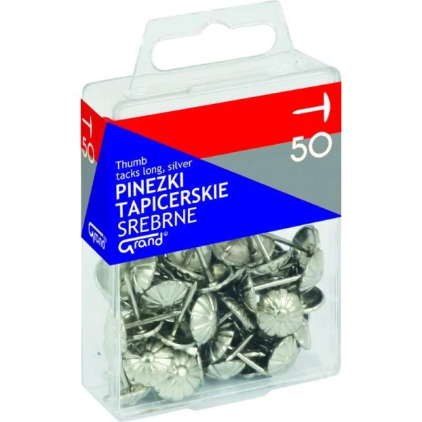 PINEZKI TAPICERSKIE SREBRNE 50 SZTUK GRAND 5903364247317