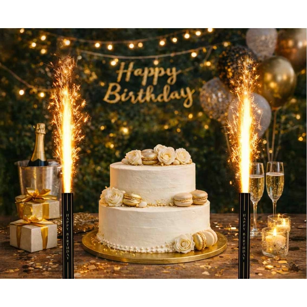 FONTANNA NA TORT PARTY HAPPY BIRTHDAY 12CM 1SZT CZARNE GODAN