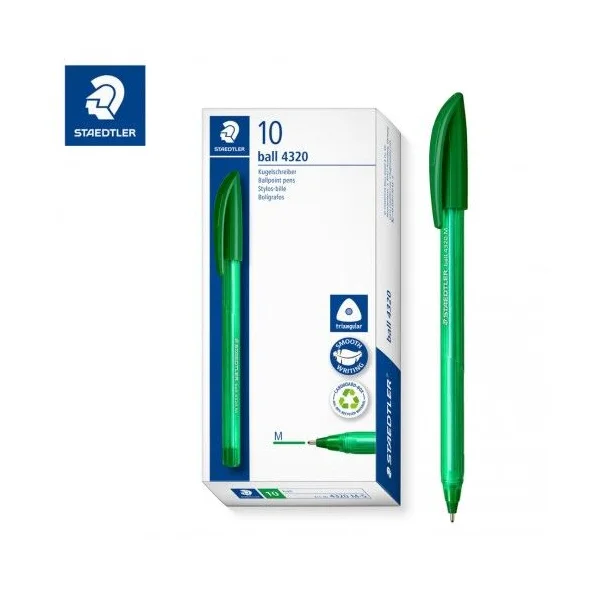 DŁUGOPIS JEDNORAZOWY TRÓJKĄTNY 1.0 MM STAEDTLER BALL 4320 M ZIELONY