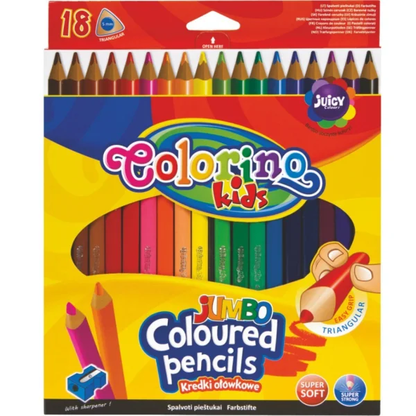 KREDKI OŁÓWKOWE JUMBO 18 KOLORÓW 15554PTR COLORINO 5907690815554