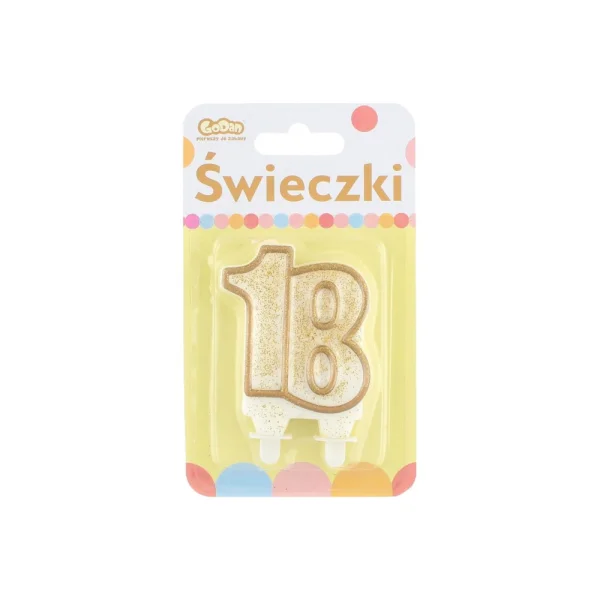 ŚWIECZKA URODZINOWA CYFERKA 18 SF-CZ18 GODAN ZŁOTY KONTUR