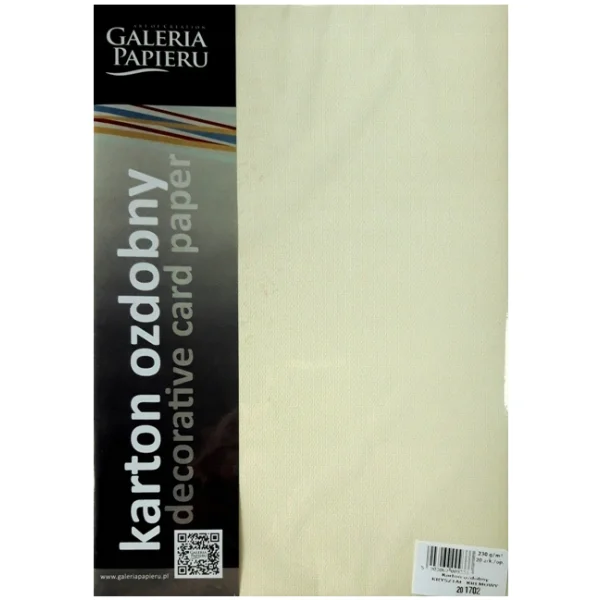 KARTON OZDOBNY KRYSZTAŁ KREMOWY 230G 20SZT GALERIA PAPIERU 201702